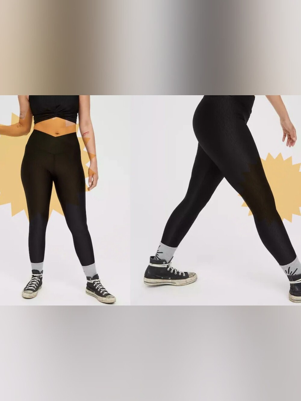 Offline by Aerie High Waisted Crossover Ribbed Shine Leggings Black Small NWT